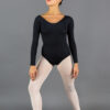 Long sleeve dance leotard wide neckline back