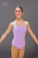 Body danza donna a bretelle con tagli avanti