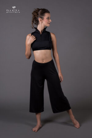 Completo danza top corto con zip e pantapalazzo