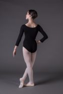 Girl's Long Sleeve Dance Body with Round Neckline