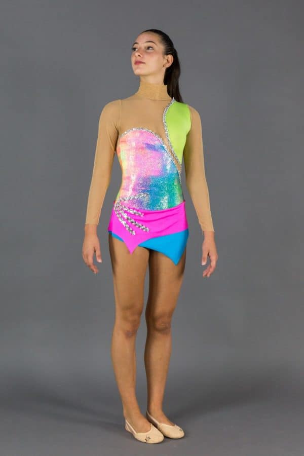 Multi-color rhythmic gymnastics leotard