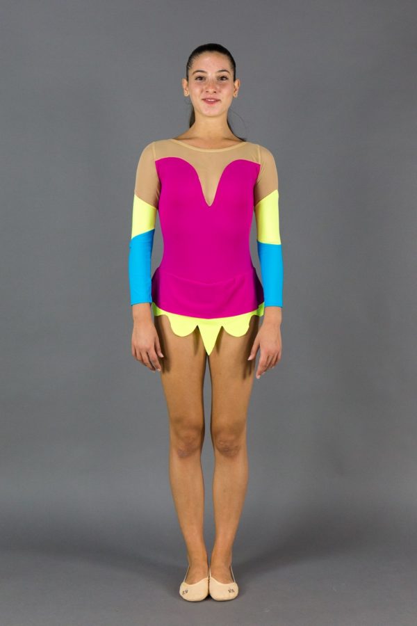 Rhythmic gymnastics leotard two-tone sleeves