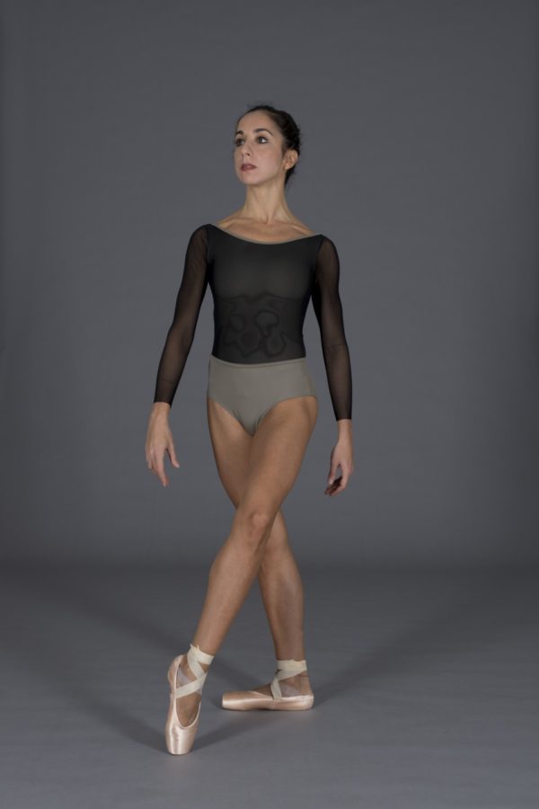 Body danza donna rivestito in tulle elasticizzato