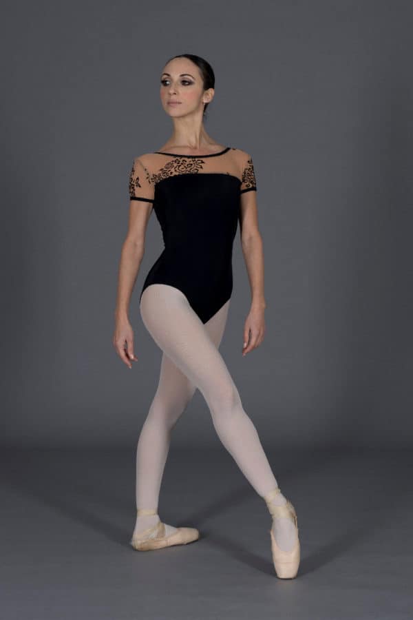 Women's dance leotard round neck short sleeves