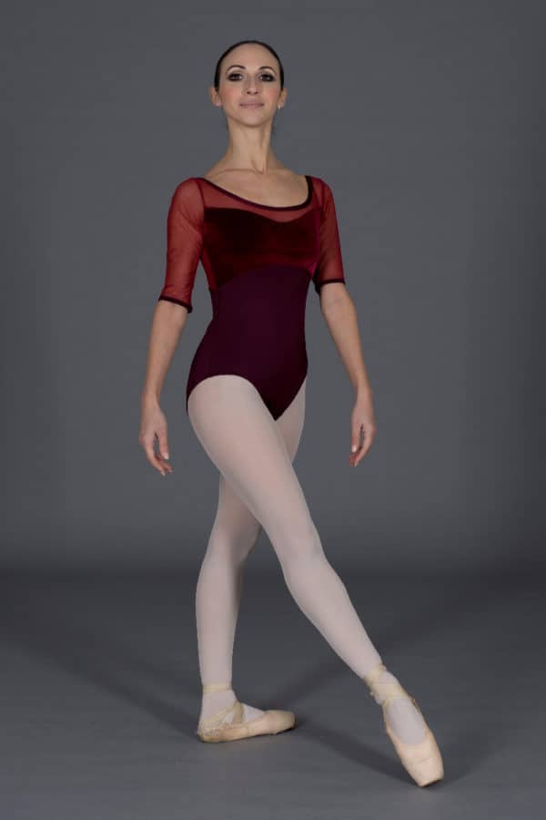 Long sleeve bodysuit velvet insert