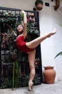 Body danza donna maniche lunghe inserto in pizzo