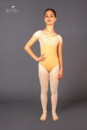 Body danza con inserto manica corta in tulle