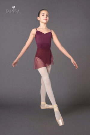 Body danza bimba a bretelle gonnellino in rete staccato